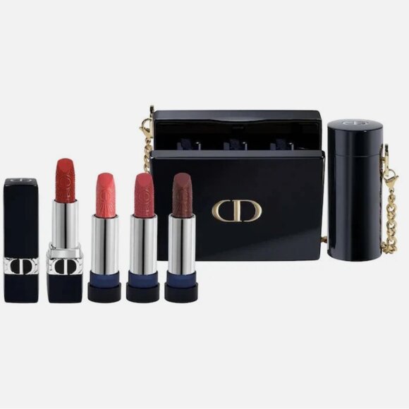 DIOR 2022 Rouge Dior Minaudiere Clutch Set Limited Edition Lipstick New - Picture 1 of 8